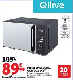 Auchan QILIVE Micro-ondes grill q.6443 offre