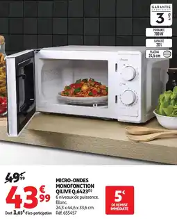 Auchan QILIVE Micro-ondes monofonction q,6423 offre