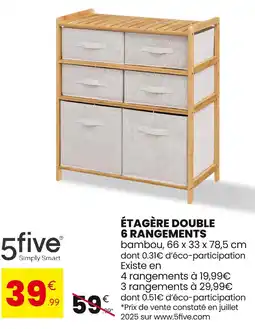 Stokomani 5FIVE Étagère double 6 rangements offre