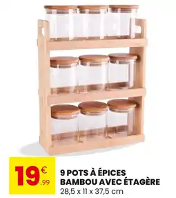 Stokomani 9 pots à épices bambou avec étagère offre