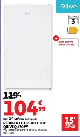 Auchan QILIVE Réfrigérateur table top offre