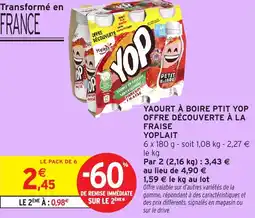 Intermarché Yaourt à boire ptit yop offre découverte à la fraise yoplait offre