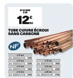 Brico Dépôt Tube cuivre écroui sans carbone offre