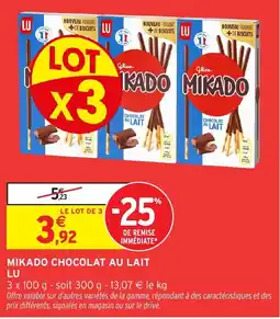 Intermarché Mikado chocolat au lait lu offre