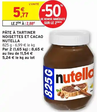 Intermarché NUTELLA Pâte à tartiner noisettes et cacao offre