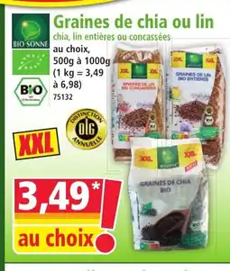 Norma BIO SONNE Graines de chia ou lin offre