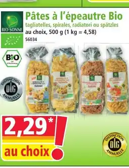 Norma BIO SONNE Pâtes à l'épeautre Bio offre