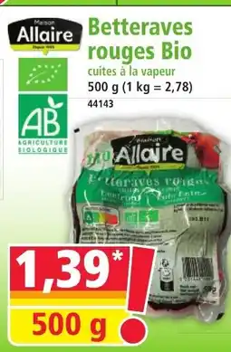 Norma ALLAIRE Betteraves rouges Bio offre