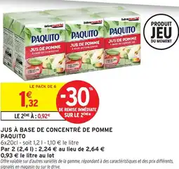 Intermarché Jus à base de concentré de pomme paquito offre