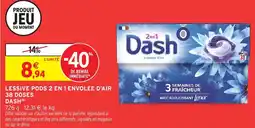Intermarché Lessive pods 2 en 1 envolee d'air 38 doses dash offre