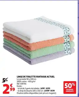 Auchan ACTUEL Linge de toilette fantaisie offre