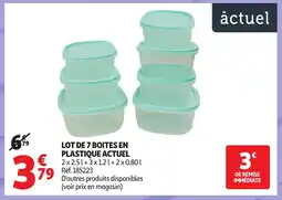 Auchan ACTUEL Lot de 7 boites en plastique offre