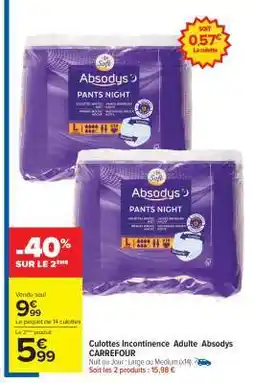 Carrefour Market Culottes Incontinence Adulte Absodys offre