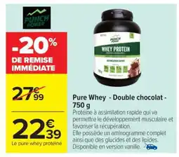 Carrefour Pure Whey - Double chocolat - 750 g offre