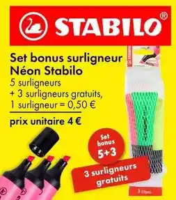 TEDi Stabilo - set de bonus surligneur neon offre