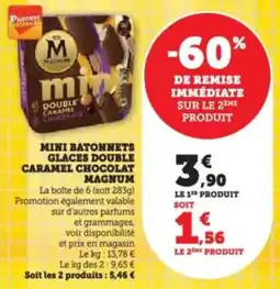 Super U Mini batonnets glaces double caramel chocolat magnum offre