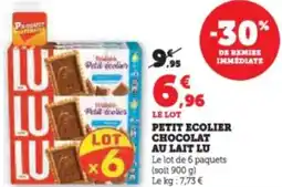 Super U Petit ecolier chocolat au lait lu offre