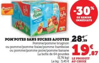 Super U Pom'potes sans sucres ajoutes offre