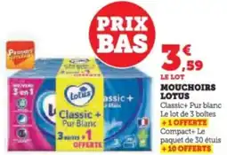 Super U Mouchoirs lotus offre
