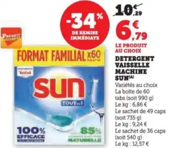 Super U Detergent vaisselle machine sun offre