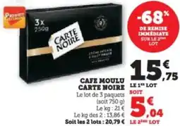 Super U Cafe moulu carte noire offre