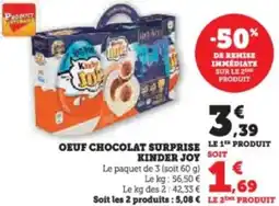 Super U Oeuf chocolat surprise kinder joy offre