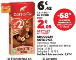 Super U Chocolat cote d'or offre