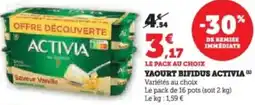 Super U Yaourt bifidus activia offre