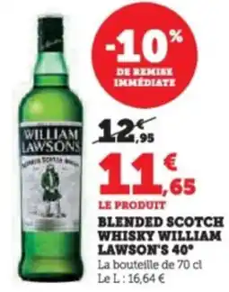 Super U Blended scotch whisky william lawson's 40° offre