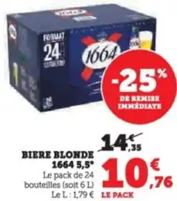 Super U Biere blonde 1664 5,5° offre
