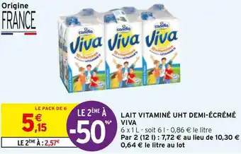Intermarché Viva lait vitaminé uht demi-écrémé offre