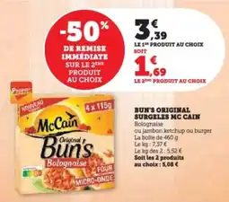 Super U Bun's original surgeles mc cain offre