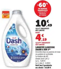 Super U Lessive liquide dash 2 en 1 offre