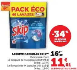 Super U Lessive capsules skip offre