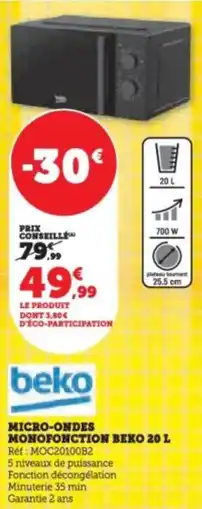 Super U Micro-ondes monofonction beko offre