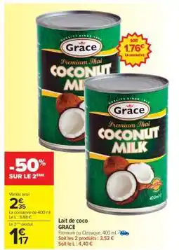 Carrefour Market Lait de coco GRACE offre