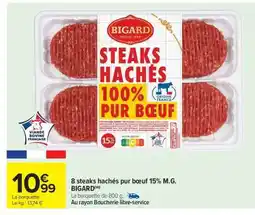 Carrefour Market 8 steaks hachés pur bœuf 15% M.G. BIGARD offre