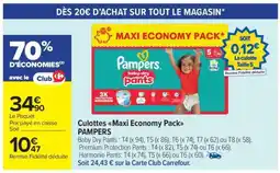 Carrefour Market Culottes Maxi Economy Pack PAMPERS offre