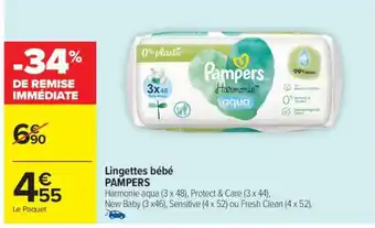 Carrefour Market LINGETTES BÉBÉ “PAMPERS” offre