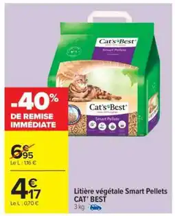 Carrefour Market Litière végétale Smart Pellets CAT’ BEST offre