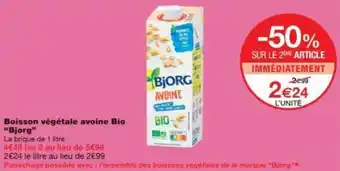 Monop' Boisson végétale avoine Bio Bjorg offre
