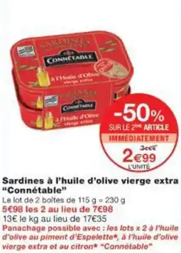 Monop' Sardines à l'huile d'olive vierge extra Connétable offre