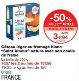 Monop' Gâteau léger au fromage blanc Saint Amour nature avec son coulis offre