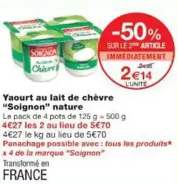 Monop' Yaourt au lait de chèvre Soignon nature offre