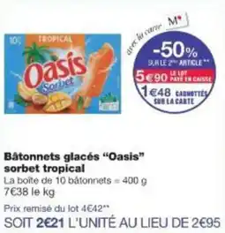 Monop' Bâtonnets glacés Oasis sorbet tropical offre