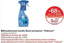 Monop' Désodorisant textile Éveil printanier Febreze offre