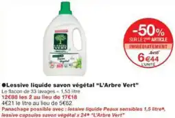 Monop' Lessive liquide savon végétal L'Arbre Vert offre