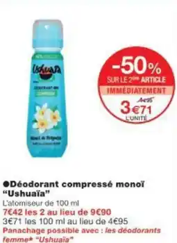 Monop' Déodorant compressé monoï Ushuaïa offre