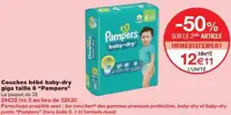 Monop' Couches bébé baby-dry giga taille 6 Pampers offre