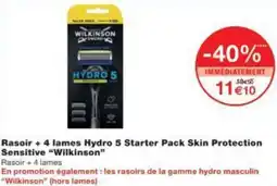 Monop' Rasoir + 4 lames Hydro 5 Starter Pack Skin Protection Sensitive Wilkinson offre